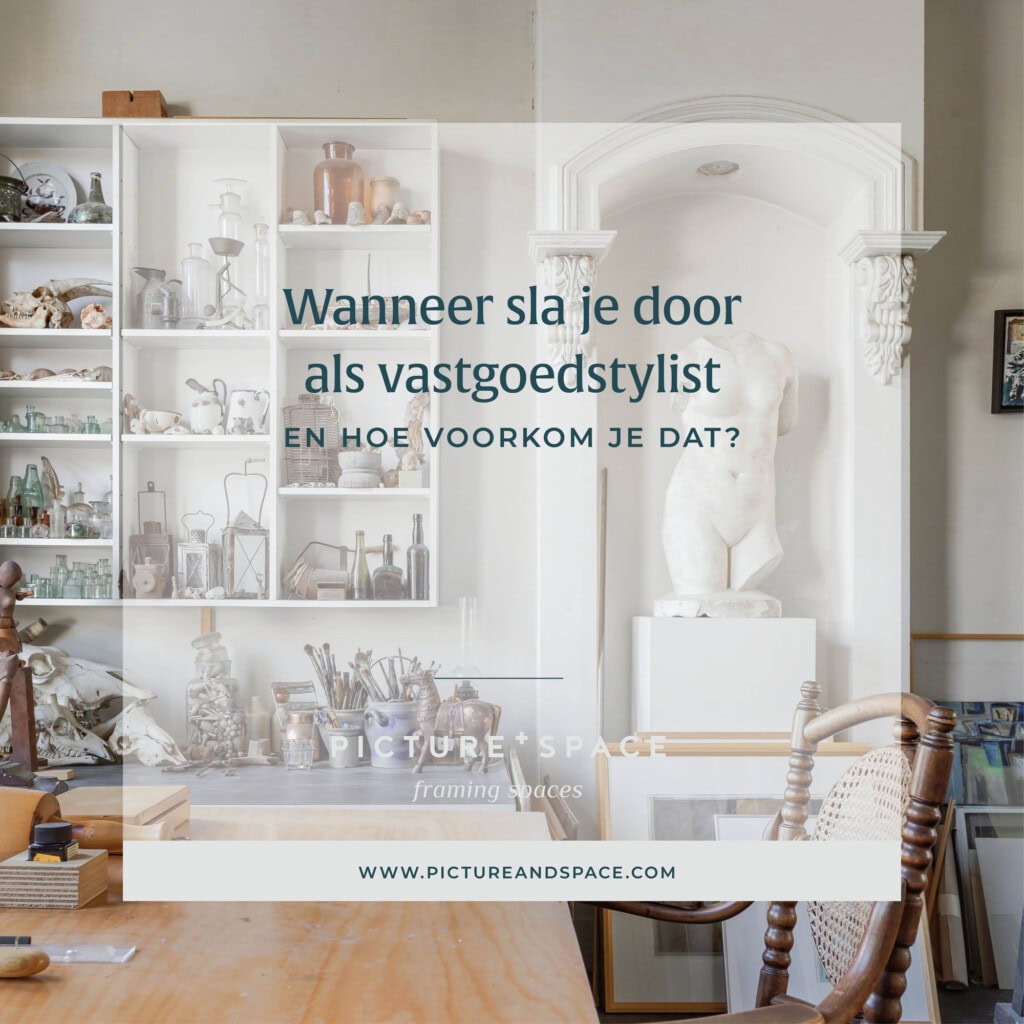 Header image for the blog post: When do you go overboard as a home stager and how do you avoid it? In the background you see a painter's studio.