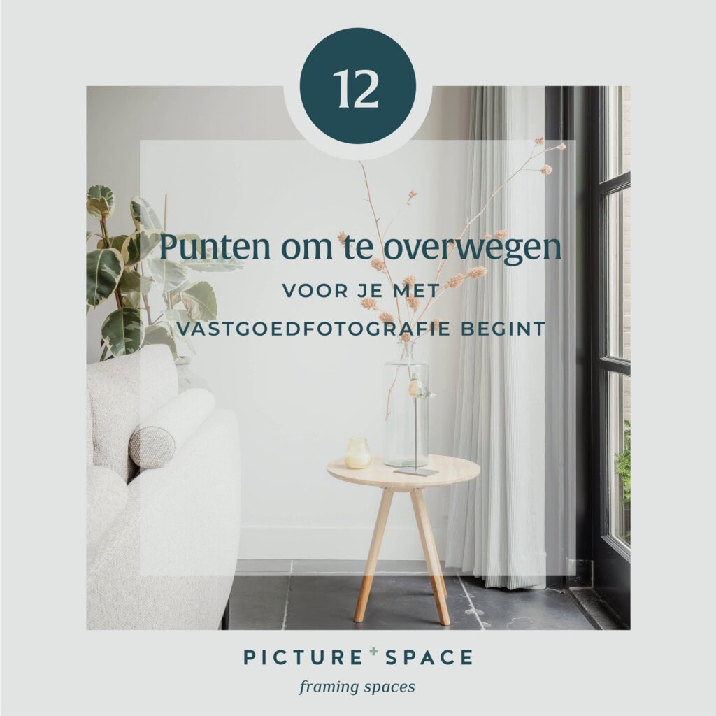 Header image for the blog post: 12 Things to consider before you step into real estate photography. In the background a modern desk.